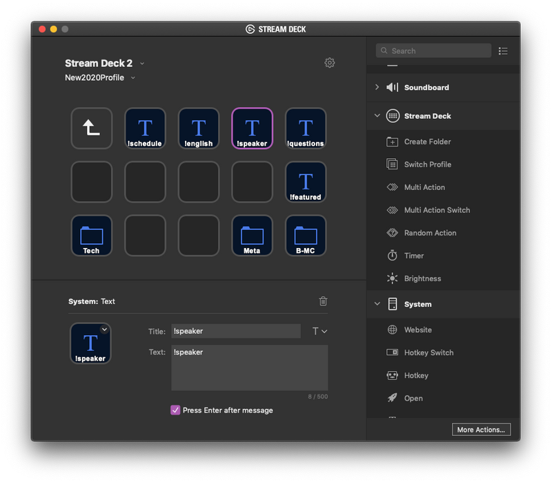 Screenshot of Elgato Streamdeck config software